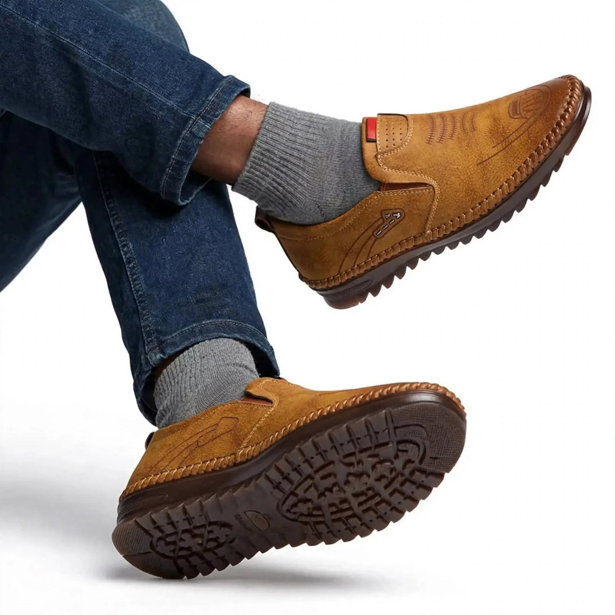 Men Oxford Casual Tan Leather Shoes