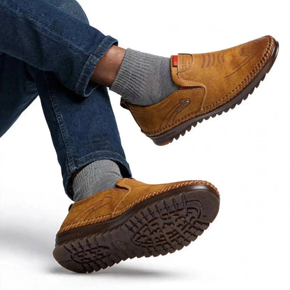 Men Oxford Casual Tan Leather Shoes