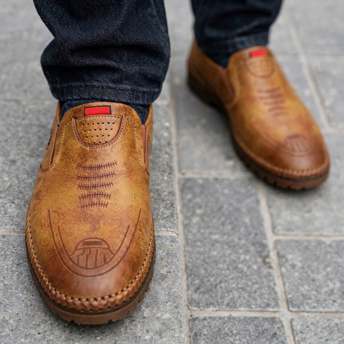 Men Oxford Casual Tan Leather Shoes
