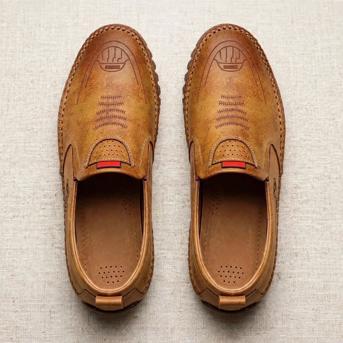 Men Oxford Casual Tan Leather Shoes