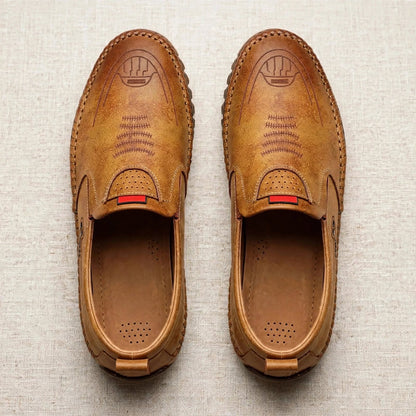 Men Oxford Casual Tan Leather Shoes