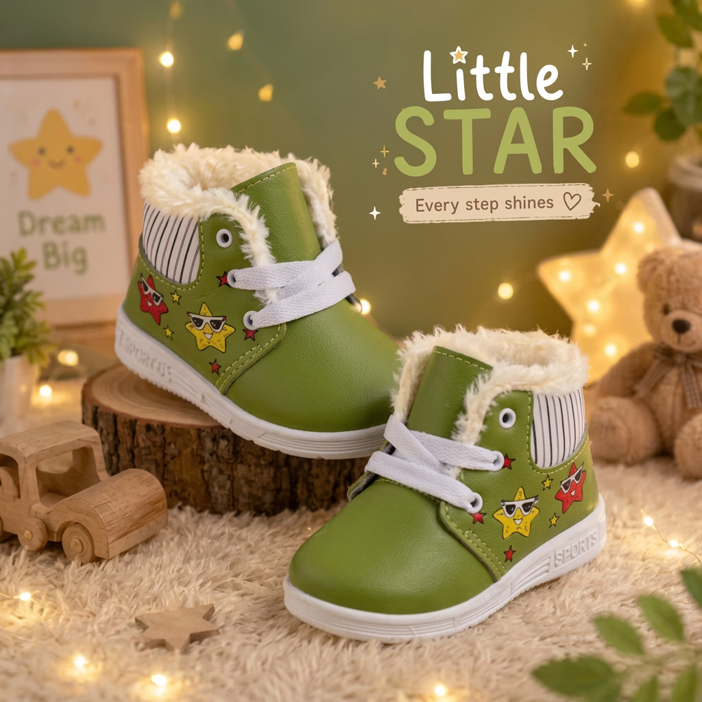 Little Star Kids Green Shoes -1-Orange Liberty