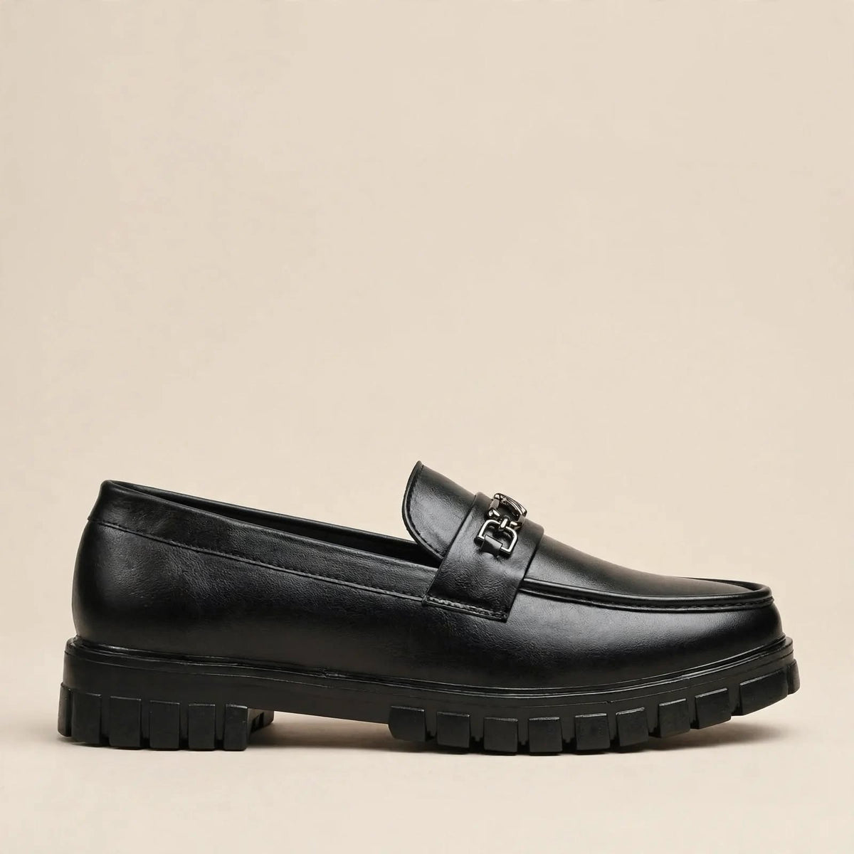 Men's Black Leather Slip-On Shoes-5-ol