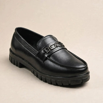 Men's Black Leather Slip-On Shoes-7-ol