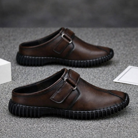 Men's Brown Bantu Slip-On Leather Shoes - side pair view