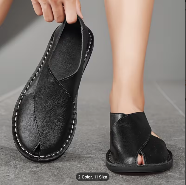 Aerowalk Black Peshawari Sandals | Faux Leather | Sizes 6-10