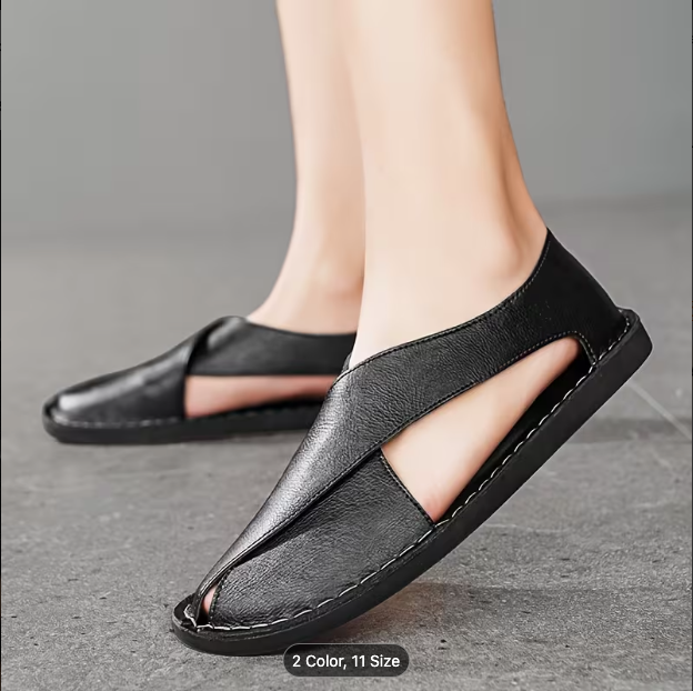 Aerowalk Black Peshawari Sandals | Faux Leather | Sizes 6-10