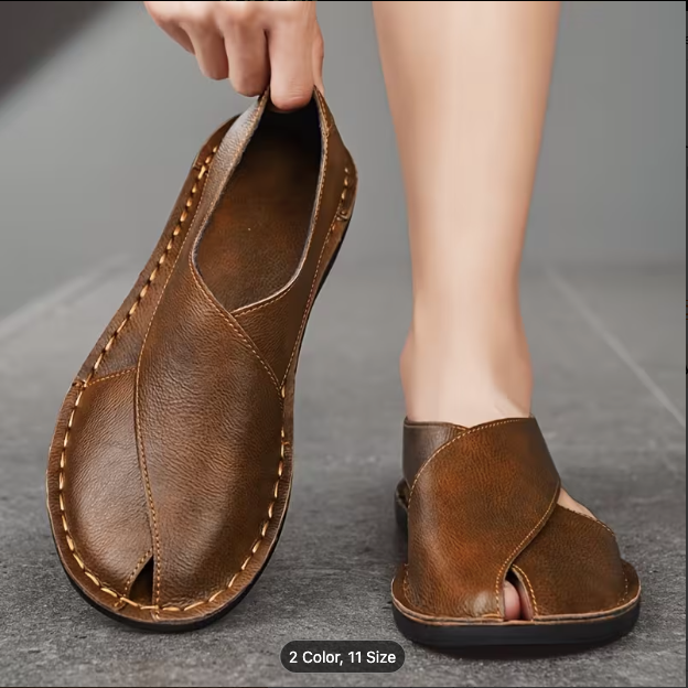 Aerowalk Men's Tan Peshawari Sandals | Faux Leather | Sizes 6-10