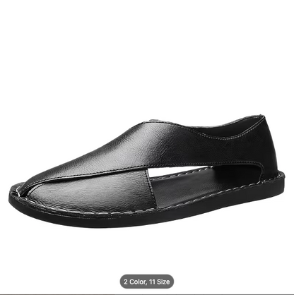 Aerowalk Black Peshawari Sandals | Faux Leather | Sizes 6-10