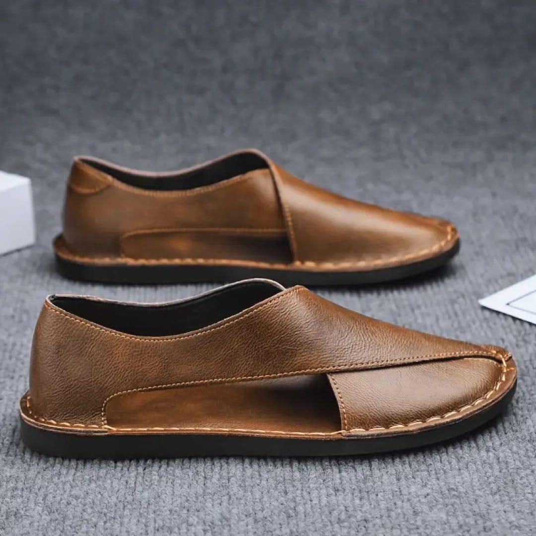 Aerowalk Men's Tan Peshawari Sandals | Faux Leather | Sizes 6-10