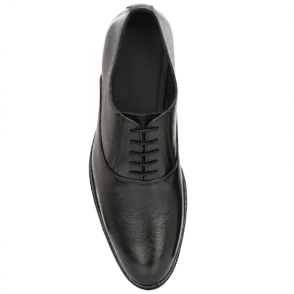 Men's Genuine Black Leather Oxford Shoe - All-Day Comfort for Office Hours