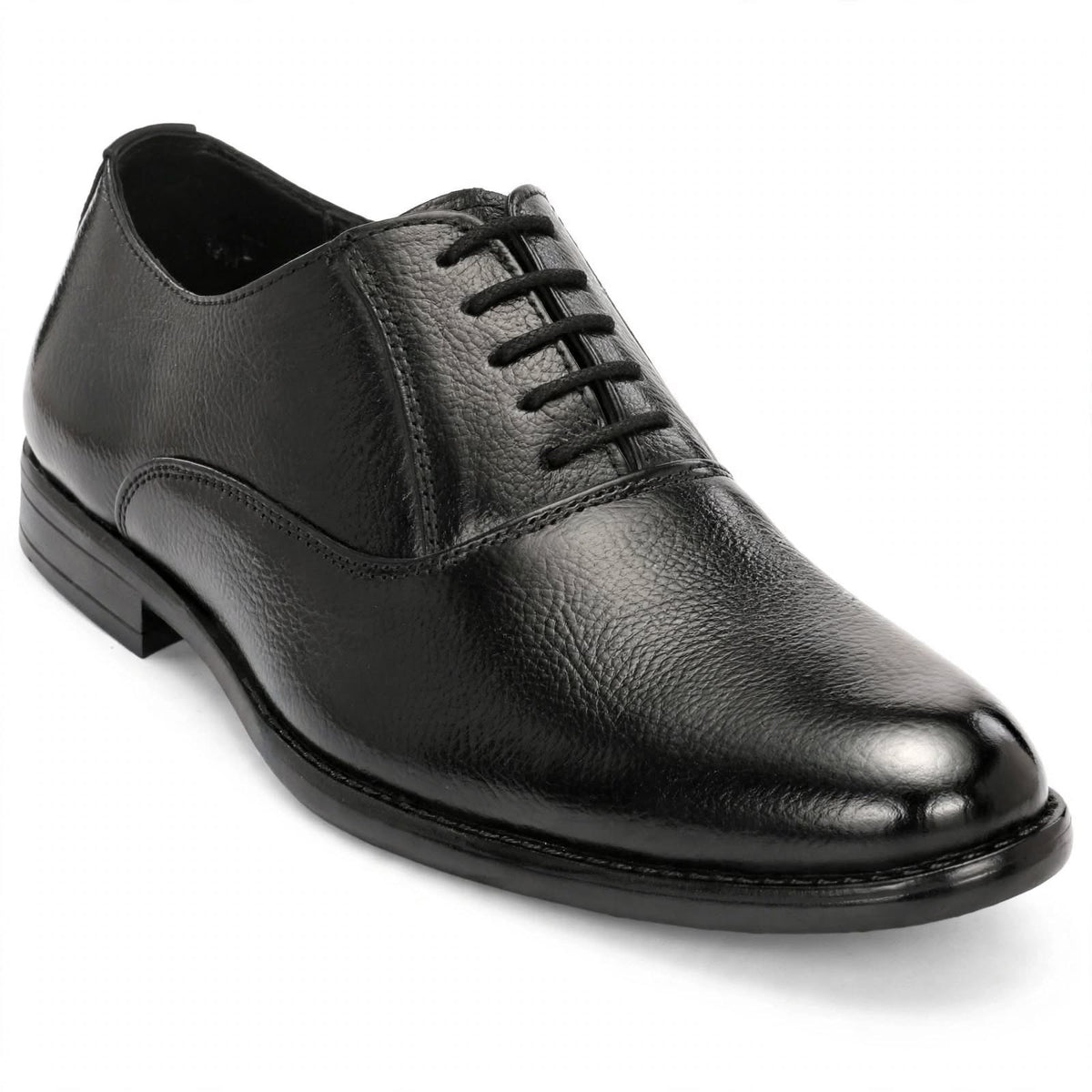 Men's Black Oxford Leather Shoe - Side View | Formal Lace-Up Design