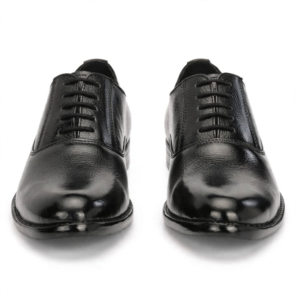 Black Leather Oxford Office Shoes for Men - Durable Sole and Premium Build
