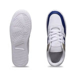 Men's White & Blue Stripe Sneakers - Retro Court Style
