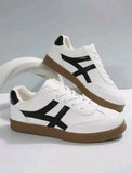 Men's White & Black Retro Runner Sneakers - Gum Sole Street Style