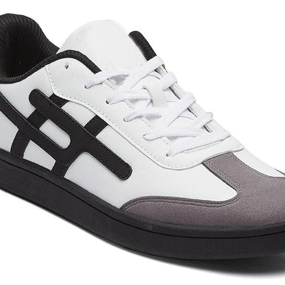 Men's White & Black Hash Pattern Sneakers - Sporty Minimal Style