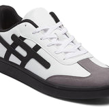 Men's White & Black Hash Pattern Sneakers - Sporty Minimal Style