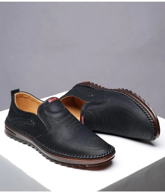 Men's Black Soft Leather Casual Shoes – Buttery Comfort, Everyday Style