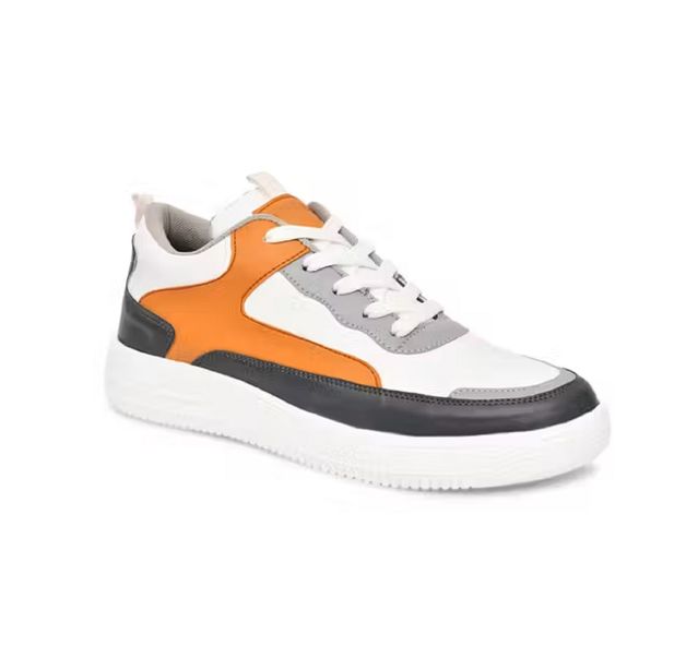 Men's White Orange Grey Chunky Sneakers - Bold Street Style
