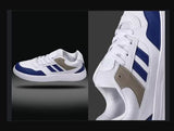 Men's White & Blue Stripe Sneakers - Retro Court Style