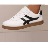 Men's White & Black Retro Runner Sneakers - Gum Sole Street Style