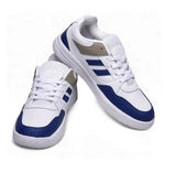 Men's White & Blue Stripe Sneakers - Retro Court Style