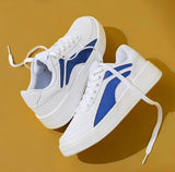 Men's White & Blue Minimalist Court Sneakers - Clean Everyday Style