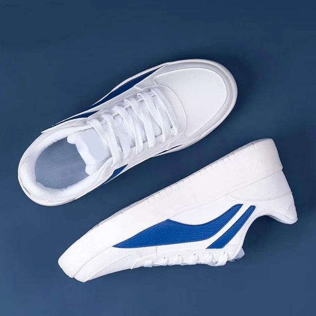 Men's White & Blue Minimalist Court Sneakers - Clean Everyday Style