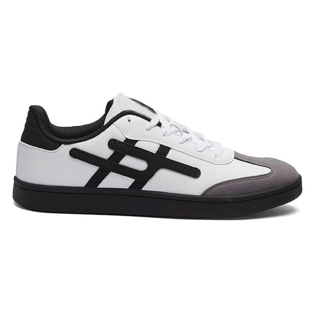 Men's White & Black Hash Pattern Sneakers - Sporty Minimal Style