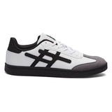 Men's White & Black Hash Pattern Sneakers - Sporty Minimal Style