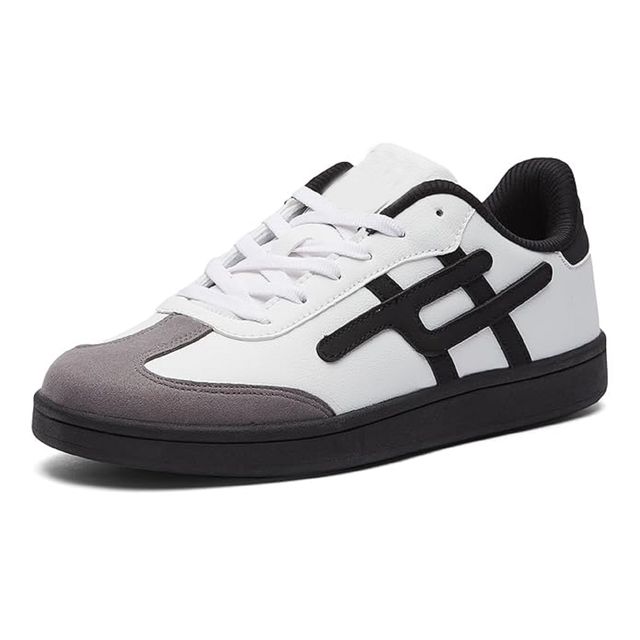 Men's White & Black Hash Pattern Sneakers - Sporty Minimal Style