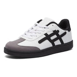 Men's White & Black Hash Pattern Sneakers - Sporty Minimal Style