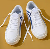 Men's White & Blue Minimalist Court Sneakers - Clean Everyday Style
