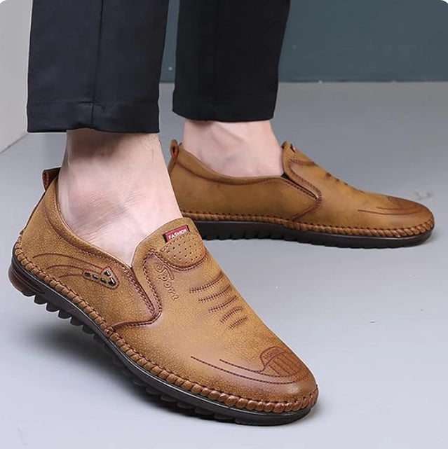 Men's Beige Casual Leather Shoes – Minimal Style, Maximum Impact
