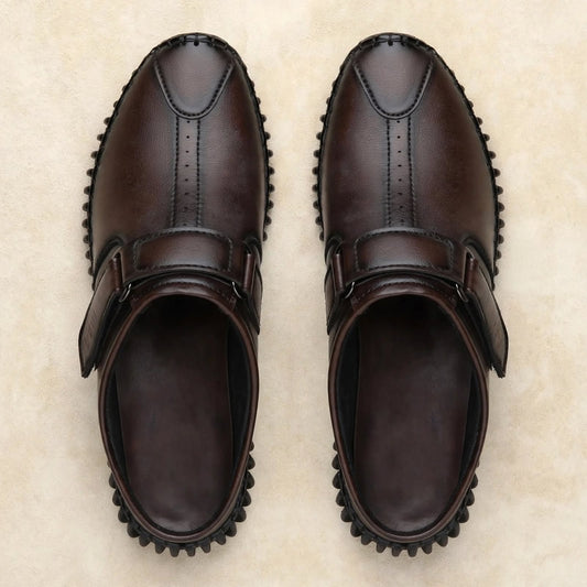 Men's Brown Leather Bantu Style Slip-On Loafer