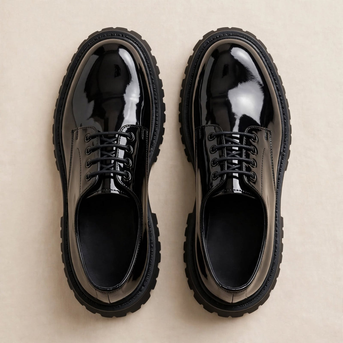 Men's Black Patent Derby Shoes