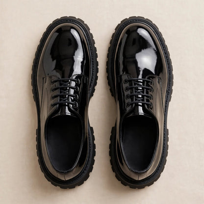 Men's Black Patent Derby Shoes