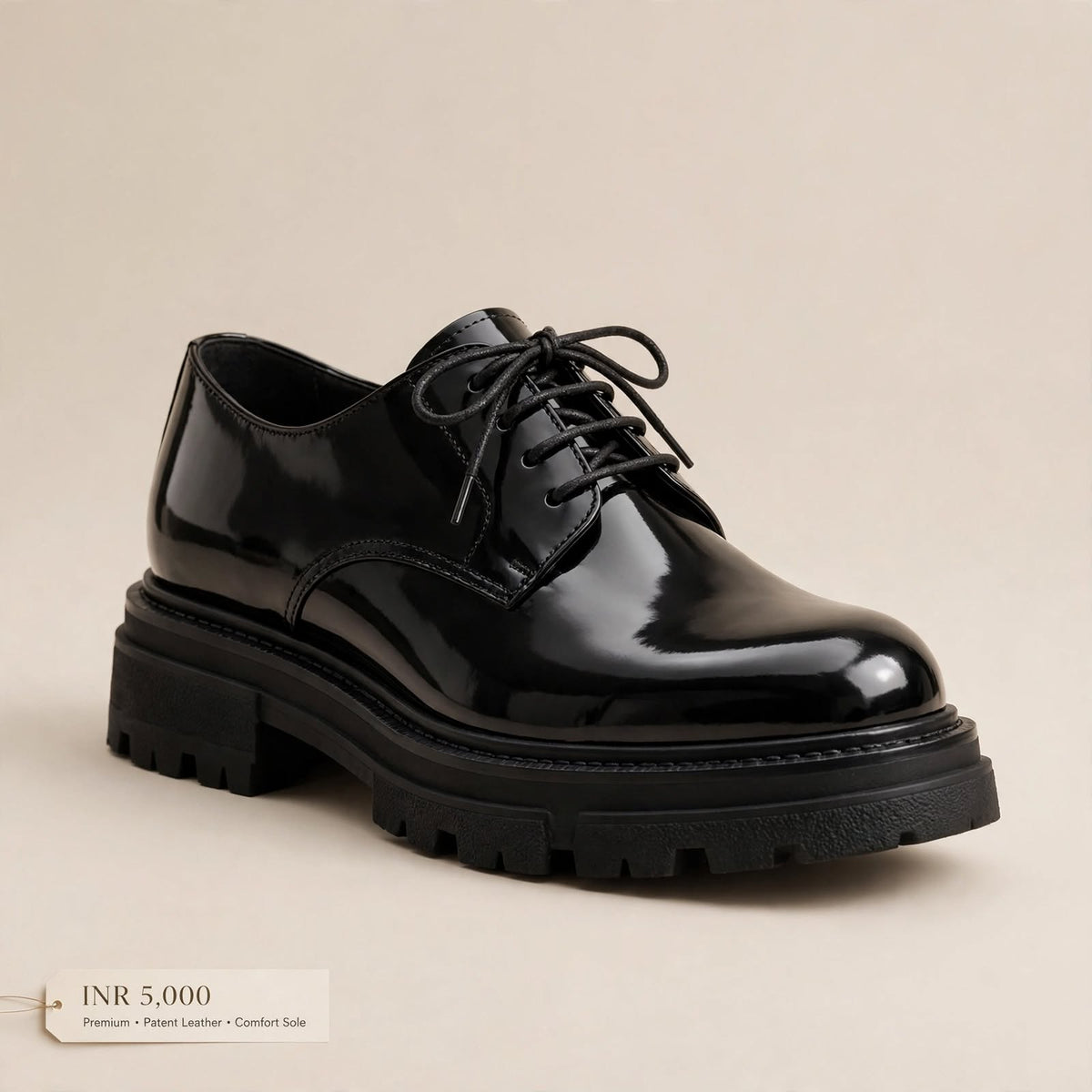 Men's Black Patent Derby Shoes