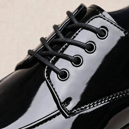 Men's Black Patent Derby Shoes