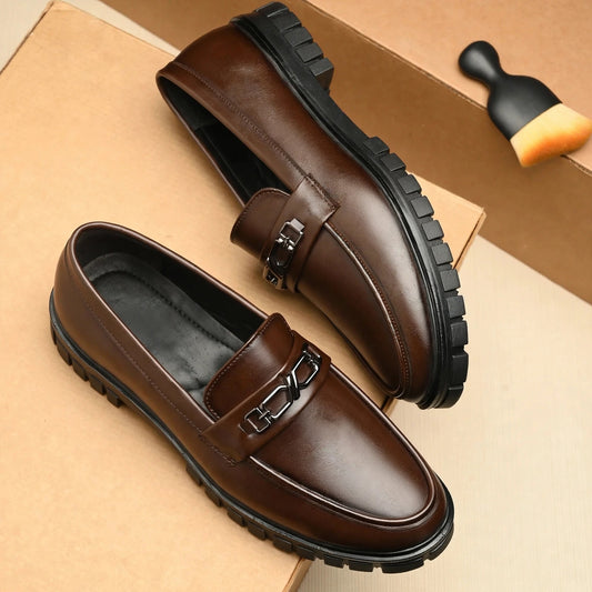 Men's Brown Leather Slip-On Shoes