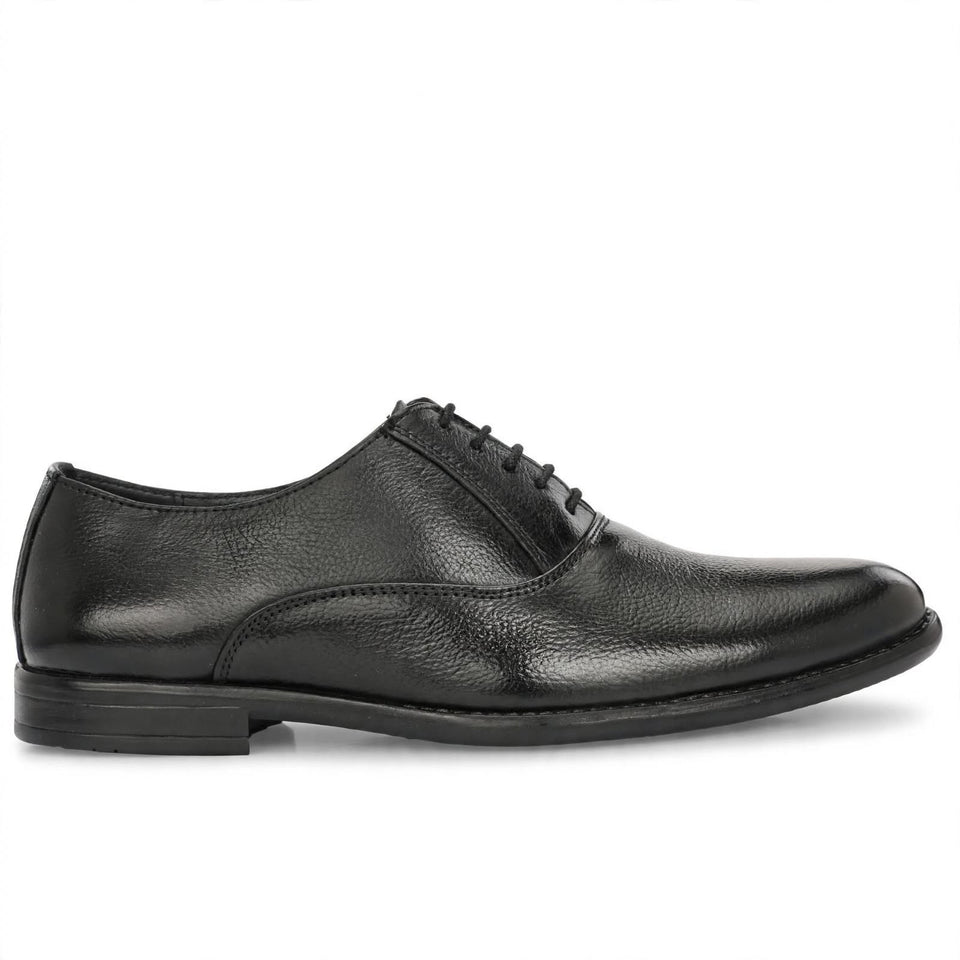 Premium Black Oxford Leather Shoes - Perfect for Office, Meetings & Weddings