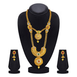 Traditional Jalebi Design Gold Plated Set Of 3 Matinee Necklace Set Combo