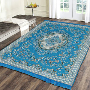 Blue Self Pattern Weaved Carpet