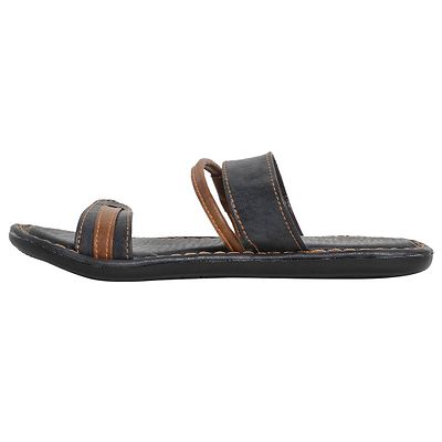 Side View Black Leather Chappal