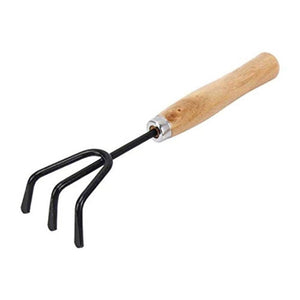 Garden Tool Wooden Handle (3pcs-Hand Cultivator, Small Trowel, Garden Fork)