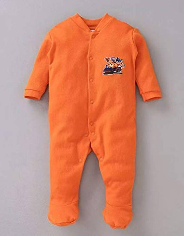 Cute Hosiery Cotton Orange Long Sleeve Rompers Full Body-Suit for Baby Boy and Girl/Infants Combo (Pack of 3 )