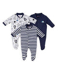 Cute Hosiery Cotton Navy Blue Long Sleeve Rompers Full Body-Suit for Baby Boy and Girl/Infants Combo (Pack of 3 )