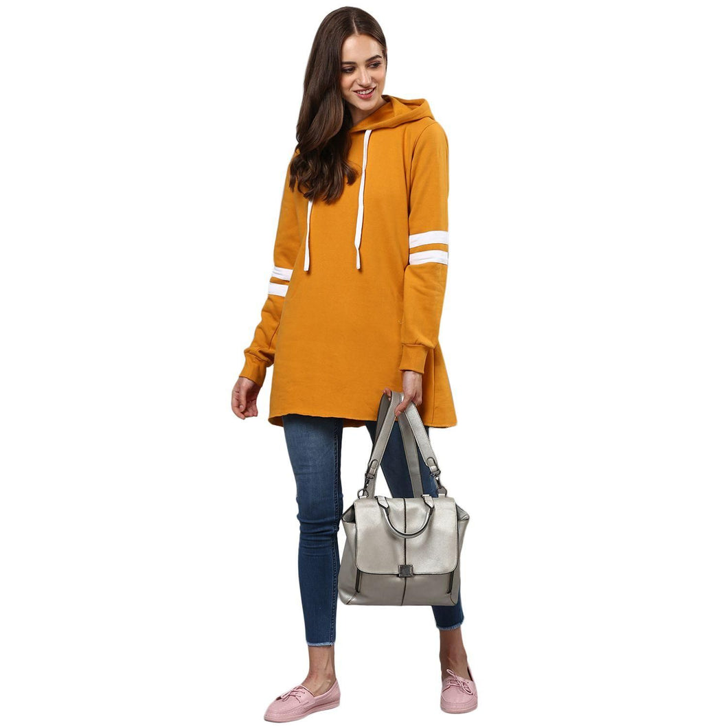 Campus Sutra Women Solid Stylish A-Line Casual Winter Sweatshirts