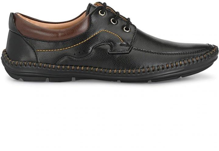 Men's Faux Leather Lace Up Casual Black Shoes