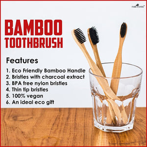 Park Daniel Natural Bamboo Wooden ECO Friendly Charcoal Toothbrush with Soft Medium Bristles(01 Pc.) &Activated Charcoal Teeth Whitening Toothpaste (100gm) & Activated Charcoal Tooth Powder 50gms